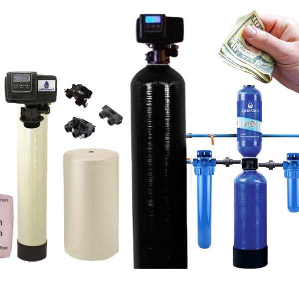 A hand with bills that costs water softeners