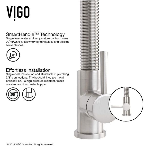 Features of Vigo vg02001st 19 h edison single-handle with pull-down sprayer kitchen faucet in the frame
