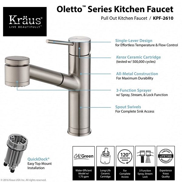 Kraus pull-out kitchen faucet excellent features in the frame