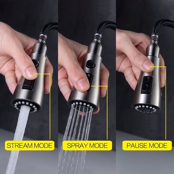 One of the best pull-out kitchen faucet's different modes