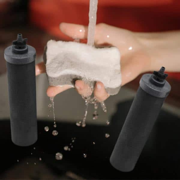 clean sponge without soap is used to clean berkey filters