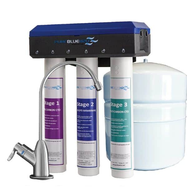 Pure Blue 3-Stage 1:1 80 GPD Certified Reverse Osmosis Water Filtration System