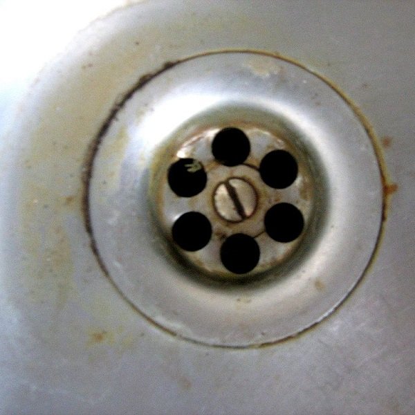 iron stained sink