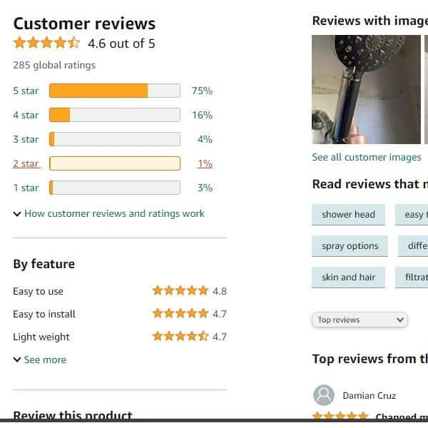 customer reviews for a shower filter